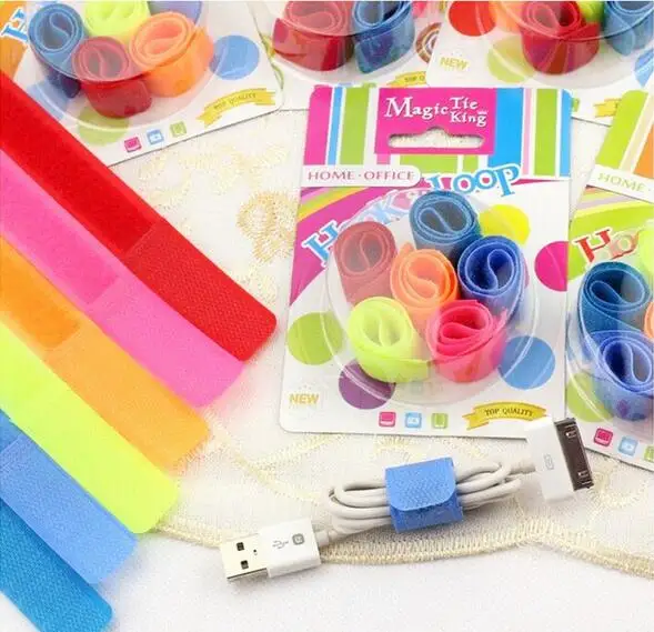 

6PCS In Computer Cable Holder Tie Tape Manages Office Arrange Nylon Brand New Power Tidy Wire Management Marker Straps