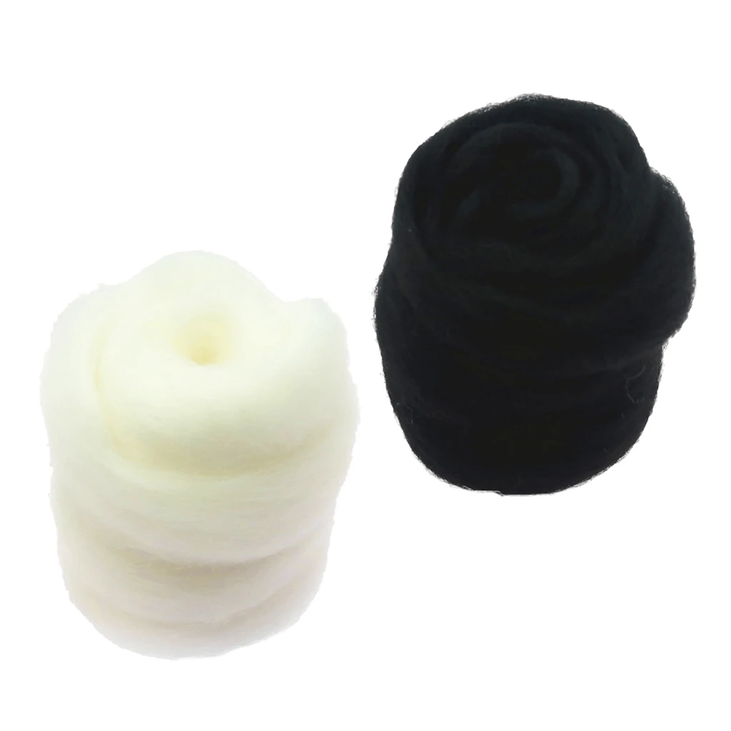 2pcs 10g Felting Wool Fibre Wool Yarn Roving for Needle Felting Hand Spinning