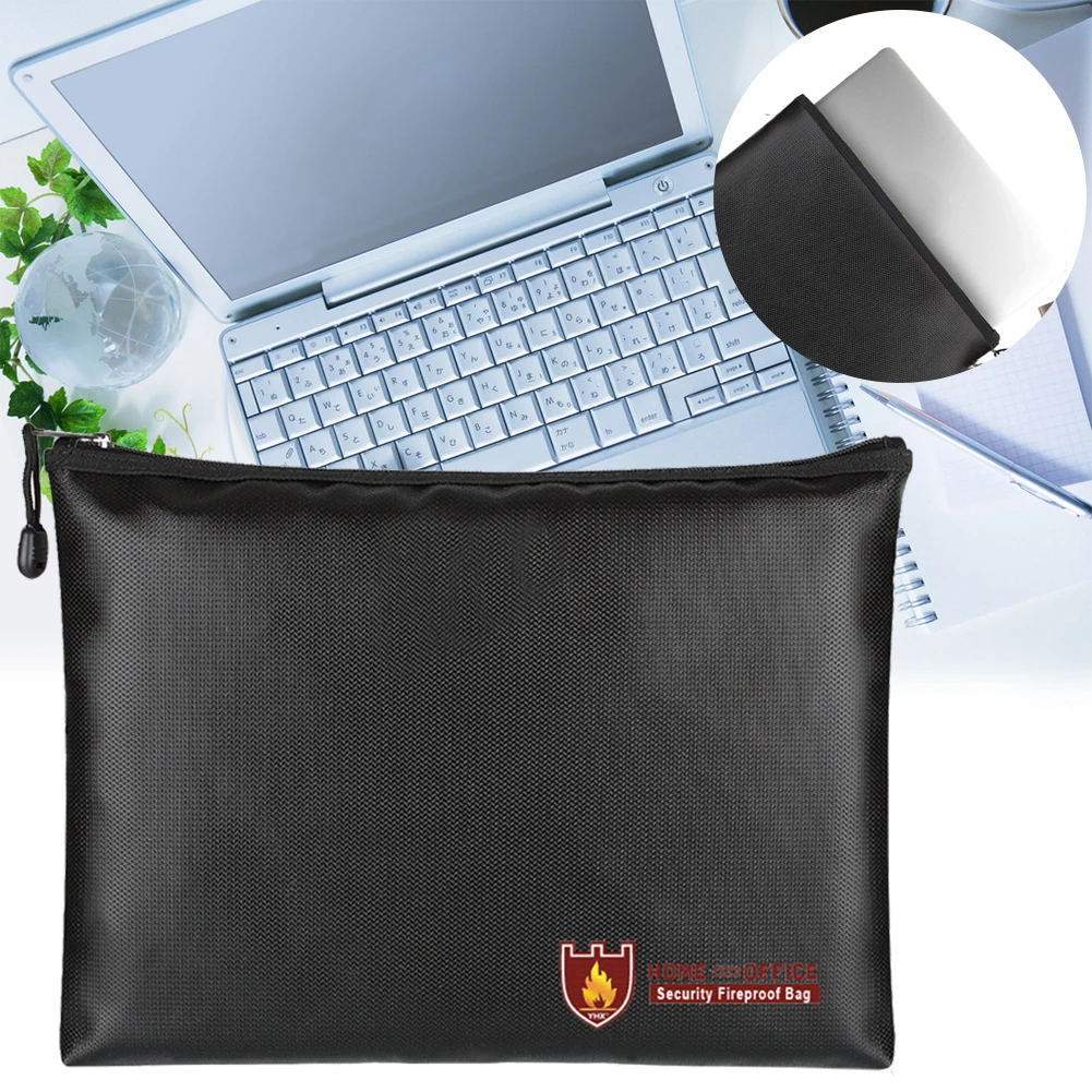 

Practical Zipper Closure Valuables Waterproof Document Bag Safe Fireproof Large Space Envelope Pouch