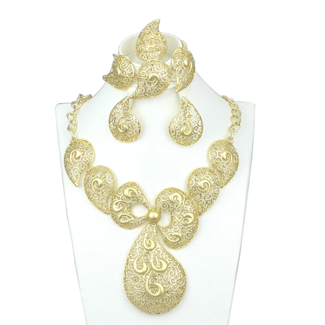 2018 New Erfly Tie Dubai African Gold Bead Necklace Erfly Tie Dubai African Gold Bead Necklace Dangle Earrings Costume