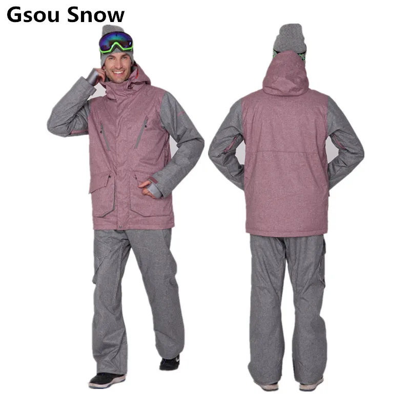 

Gsou Ski Suit for Men Ski Jacket Man Snowboard Jacket and Pants Waterproof Mountain Skiing Suit Outdoor Sport Skiwear