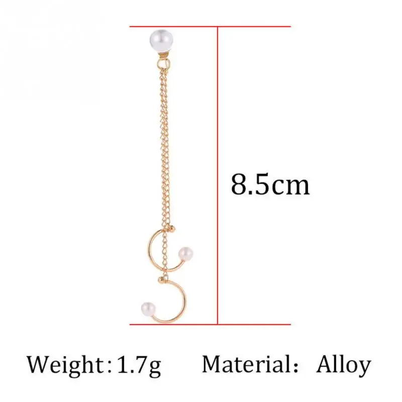 1pc Women Girl Fashionable Tassel Chain Gold-color Earring Faux Pearl Decoration Ear Clip Jewelry Accessories New Arrival Fashion Jewelry