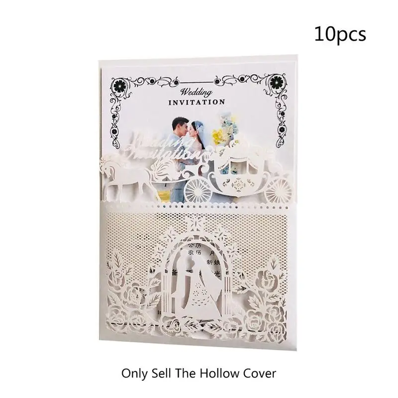  AUGKUN 10pcs Blue White Hollow Wedding Invitations Card Bride And Groom Wedding Invitation Cards Fo - 32926169543