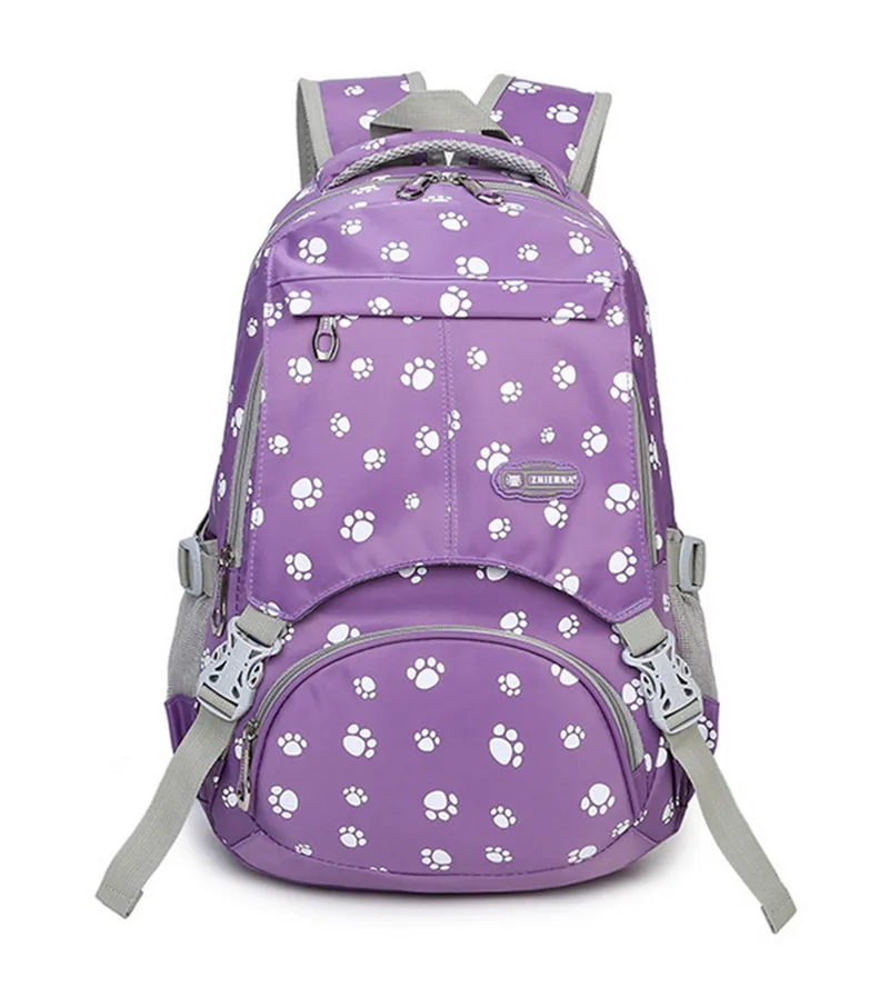Большие вместительные школьные сумки для девочек-подростков, женская сумка для колледжа, Студенческая дорожная сумка, рюкзак с принтом в виде лап, mochilas - Цвет: Лаванда