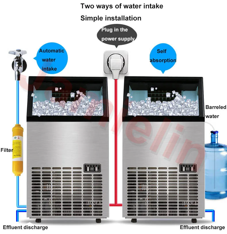 Jamielin 55 кг/68 кг/80 кг/24 часа машина для производства льда коммерческий кубик льда деловая техника для молока чайный бар кофейня
