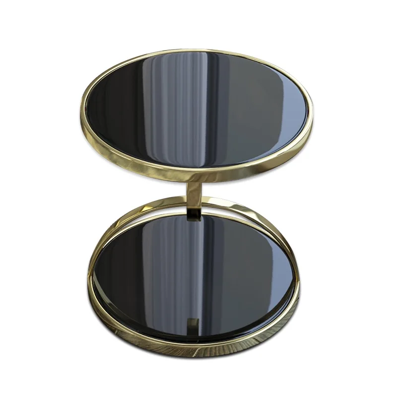 58cm High Gilded Metal Coffee Table / 48cm Round Tempered Glass Table Top