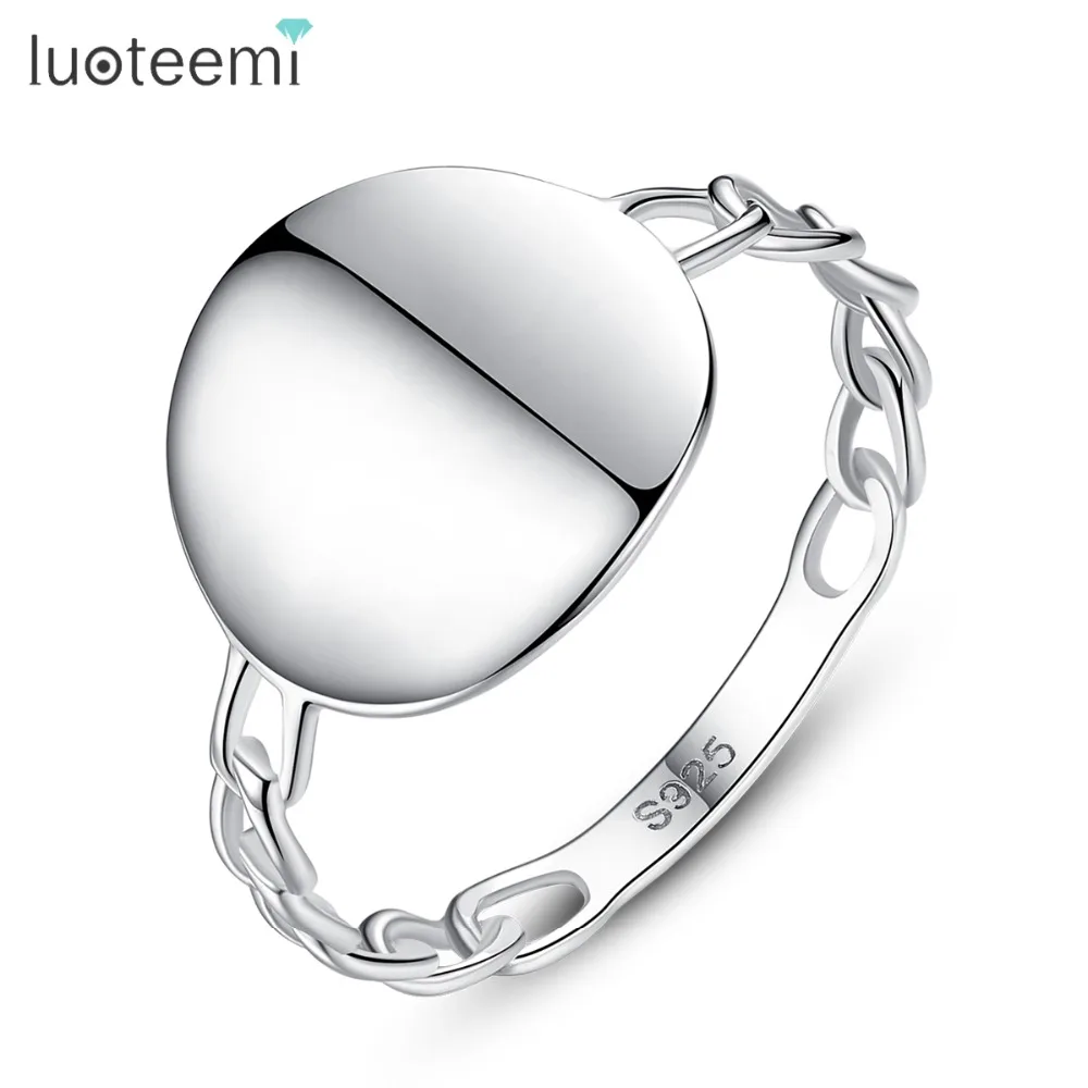 

LUOTEEMI Brand Wholesale Pure 925 Sterling Silver Party Ring For Women Hollow Link Chain Design Finger Cocktail Rings Jewellery