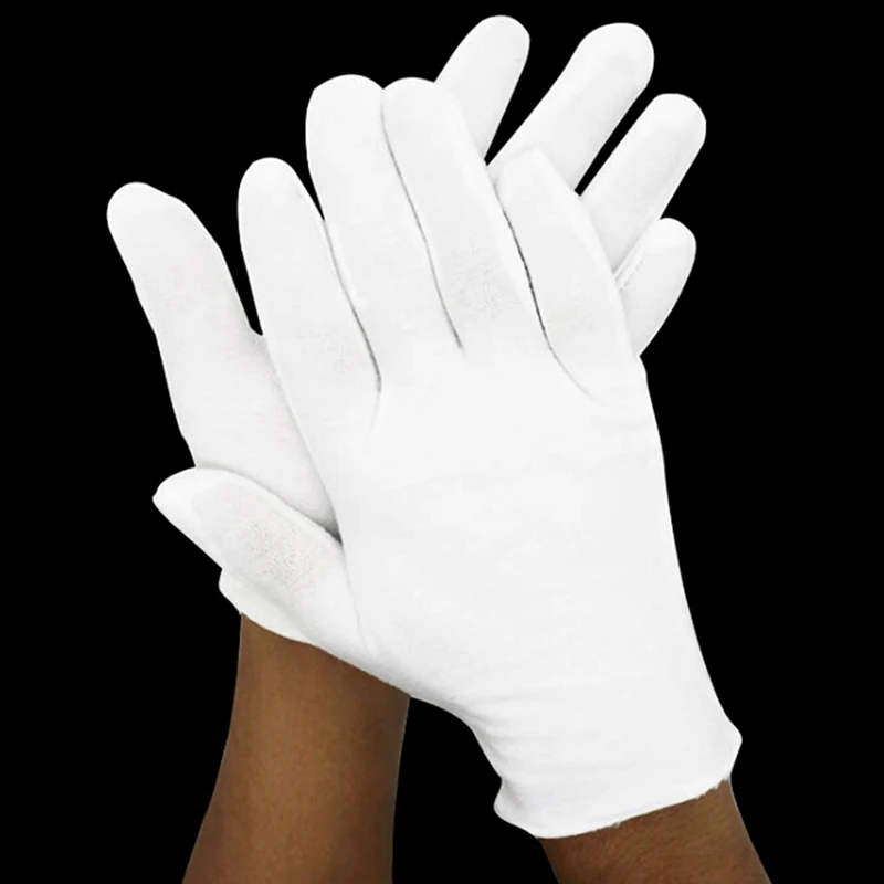 6 PCS Long White Cotton Lint-Free Inspection Gloves Coin Jewelry Small//Medium