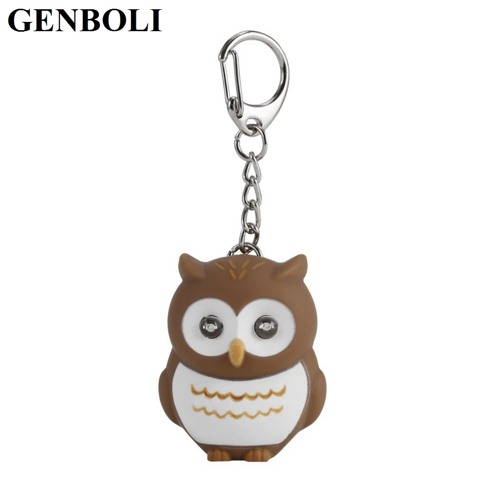 

Hot! Mini Cute Owl Key Rings With Sound LED Lighting Unique Design Fashion Beautiful Souvenir Lovely Key Chains Accessory