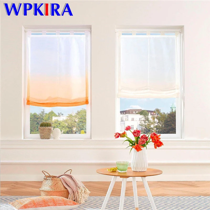 

Modern Simple Roman Curtain Gradient Color Curtain Small Coffee Curtain Blinds For Kitchen High Liftable Curtain Fold Gauze Q4D3