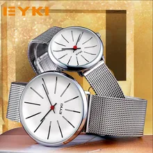 EYKI часы с ремешком для пары, классические простые миланские мужские и женские деловые часы из нержавеющей стали, японские мужские часы с футляром