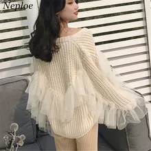 Neploe сетчатый лоскутный женский кардиган с вырезом лодочкой, Одноцветный открытый стильный осенний Модный повседневный свободный элегантный шикарный свитер 68634