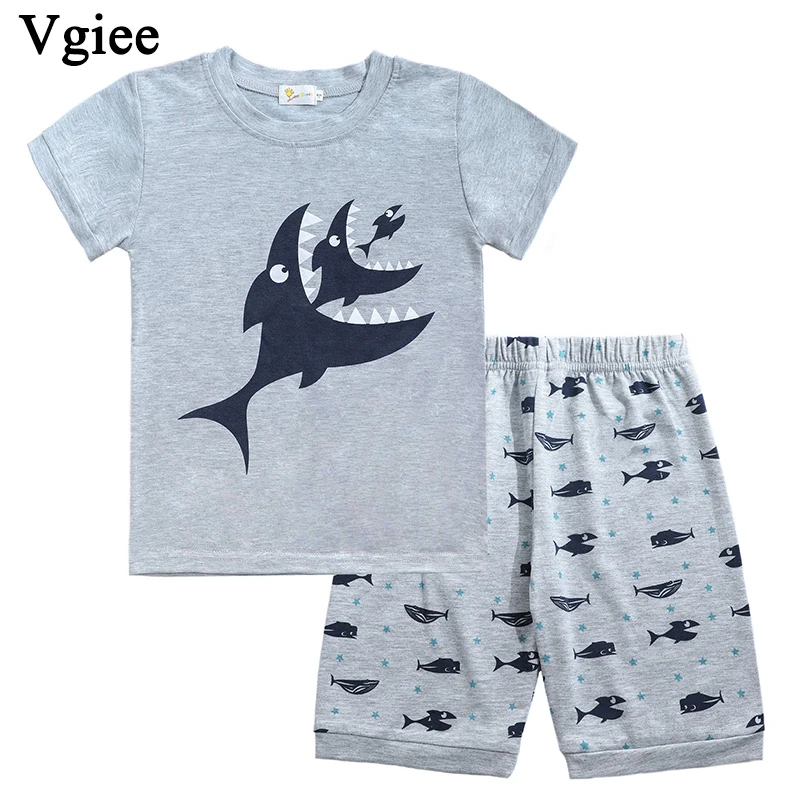 

Vgiee Kids Clothes Boys Kids Clothing 2019 Fashion Summer Cartoon Fish Short O-Neck Boys Children Clothes CC177