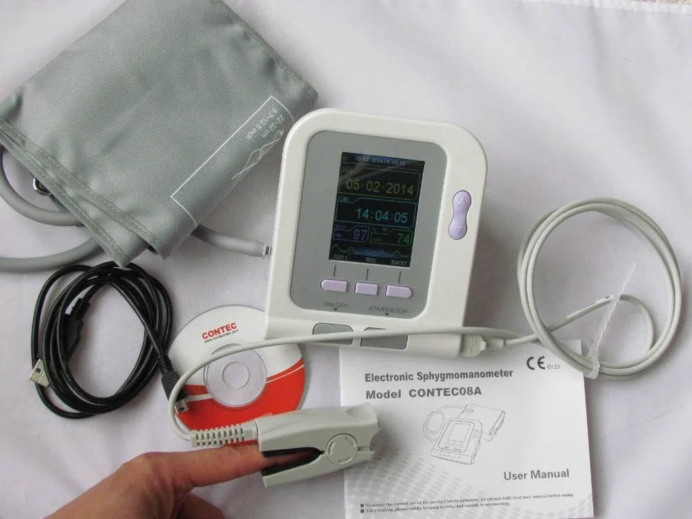

CONTEC08A Automatic phygmomanometer automatic Blood Pressure Monitor with oximeter SpO2 proble blood pressure meter for homehold
