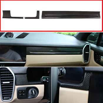 

Car Interior Center Console Panel Cover Trim 3 Pcs Real Carbon Fiber For Porsche Cayenne 2018 2019 LHD