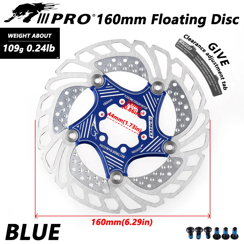 Горный велосипед MTB DH 6 дюймов 160/180/203 мм охлаждения диск Тормозные рассеивания тепла тормозной ротор вниз горка плавающий велосипедный тормоз ротора IIIPRO - Цвет: 160mm blue