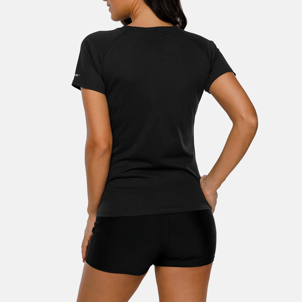 Charmo Women Short Sleeve Dry-Fit Quick-drying Rashguard Swimsuit Shirt Swimwear Rash Guard Running Shirts