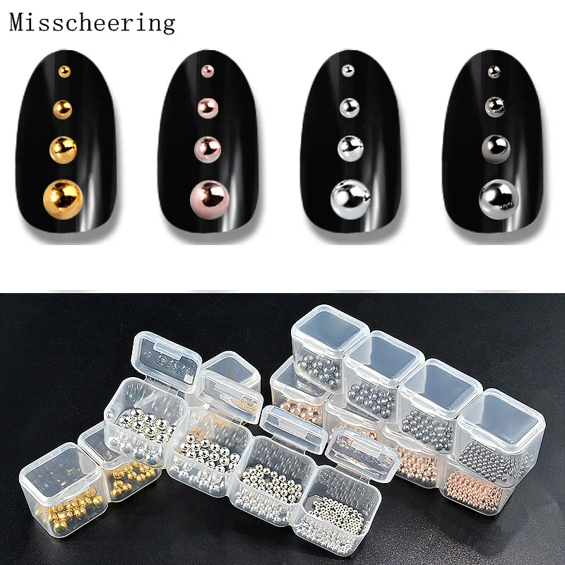

New 1 pcs 2/3/4/5 mm Mixed Size Nail Steel Beads Caviar Design 3D Nail Art Decorations For DIY Manicure Accessories Tools