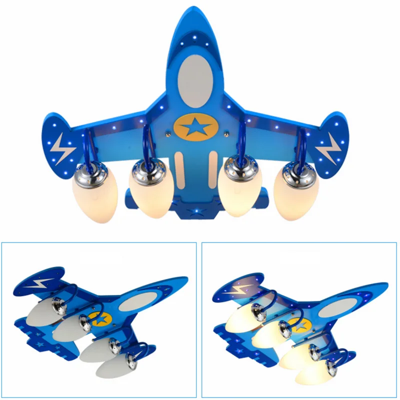 4-E14-LED-Cartoon-Aircraft-Chandeliers-Flush-Mount-Lamp-kid-s-Room-Ceiling-Child-Bedroom-Lighting