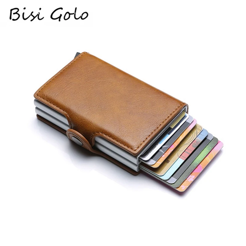

BISI GORO 2019 Wallet Business Credit Card Holder Wallet Unisex Metal Blocking RFID Wallet ID Card Case Aluminium Travel Purse