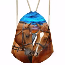 ThiKin Softback Женская и мужская сумка на шнурке Повседневная 3D Crazy Horse печать подростков мальчиков девочек мяч рюкзаки пляжные сумки для хранения