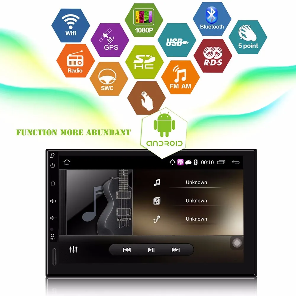 Top Onever Android 5.1 HD 1024*600 Auto Radio GPS Bluetooth Navigation Car Stereo Player 2 Radio Doble din Rear Camera Sar Styling 4