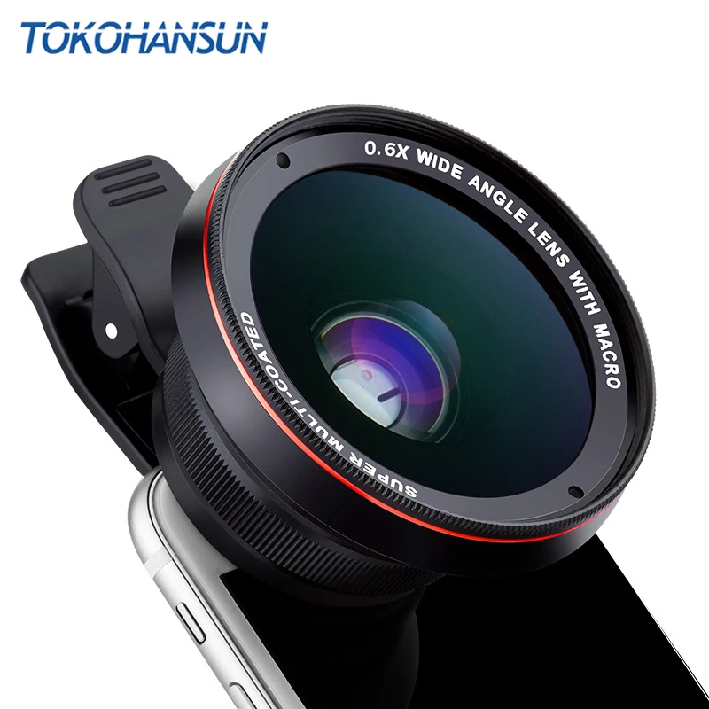 TOKOHANSUN HD كاميرا عدسة كيت 0.63X واسعة زاوية 15X ماكرو عدسة الهاتف المحمول عدسة ل فون 6 6 7 ثانية 8 زائد X سامسونج S9 S8 زائد
