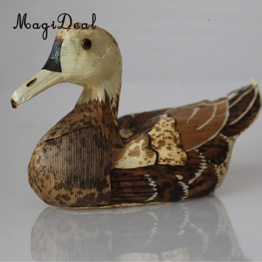 Rustic Bamboo Crafts Duck Owls Animal Figurine Ornament Furnishing Articles