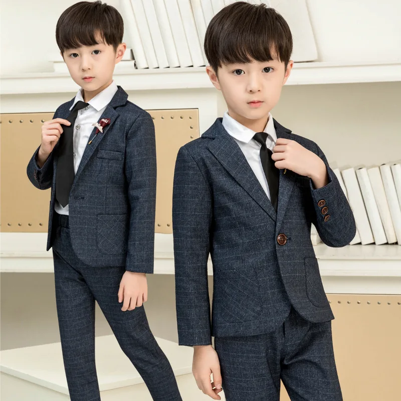 Wedding Suit For Flower Boys Kids Prom Formal Dress School Children Blazer Jacket Pants Tie 3Pcs Clothing Set Tuexdo Costume