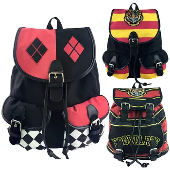 

2018 Suicide Squad Harley Quinn Cosplay Women Bagpack Teenagers Schoolbags Men Backpacks Canvas School bag String Drawstring bag