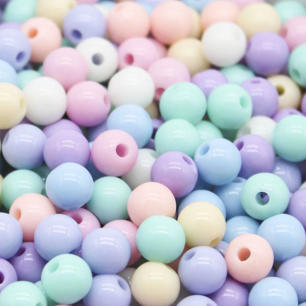 100pcs multi coloured matte acrylic beads 10mm round spacer