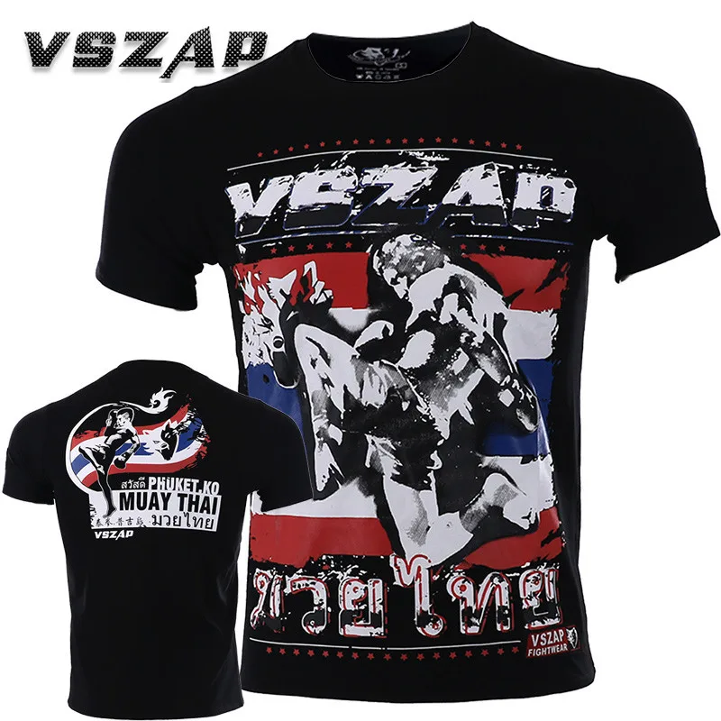 

VSZAP Muay Thai UFC Fighting Fight Phuket T-shirt Men MMA Fitness Workout Martial Arts Show Tide Male High Quality Clothing
