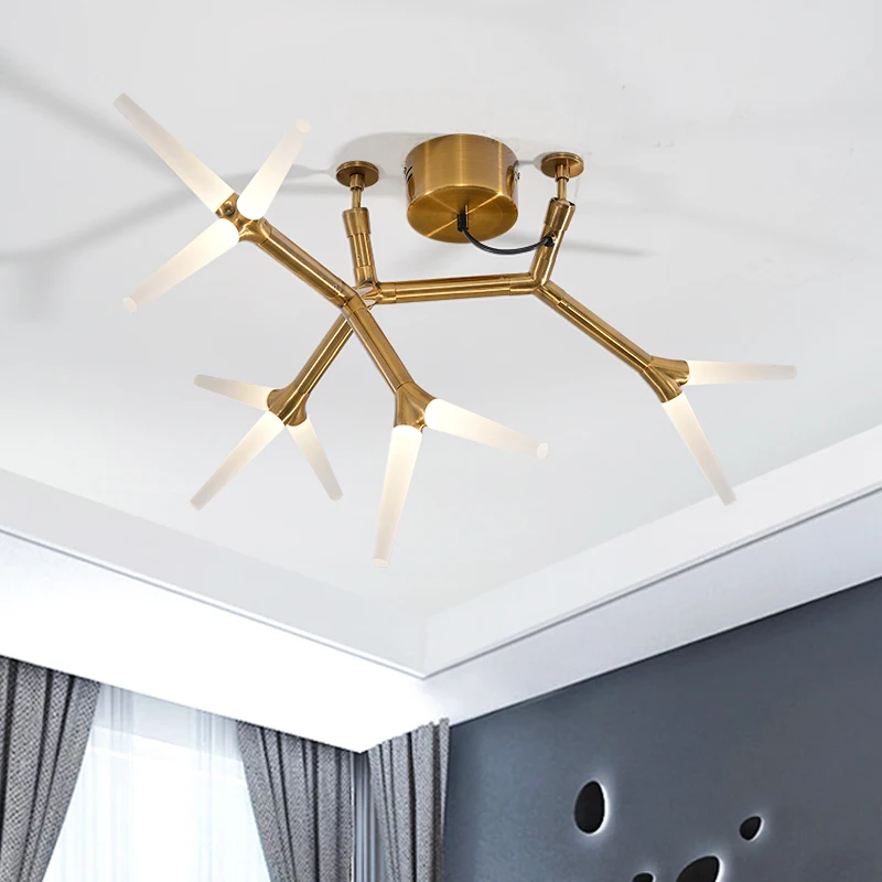 

Abajur Lampada Nordic Lamp Living Room LED Ceiling Lights Simple Atmosphere Branch Tree Shape Hanglamp for Restaurant Bedroom