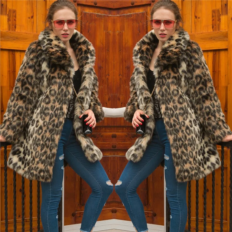 Long Hiver La Donna Plus Épais Leopard down Taille En Et Pelliccia Léopard Automne Turn Fourrure Collar Mode Slim Avec Fausse Manteau HnwOxqnC