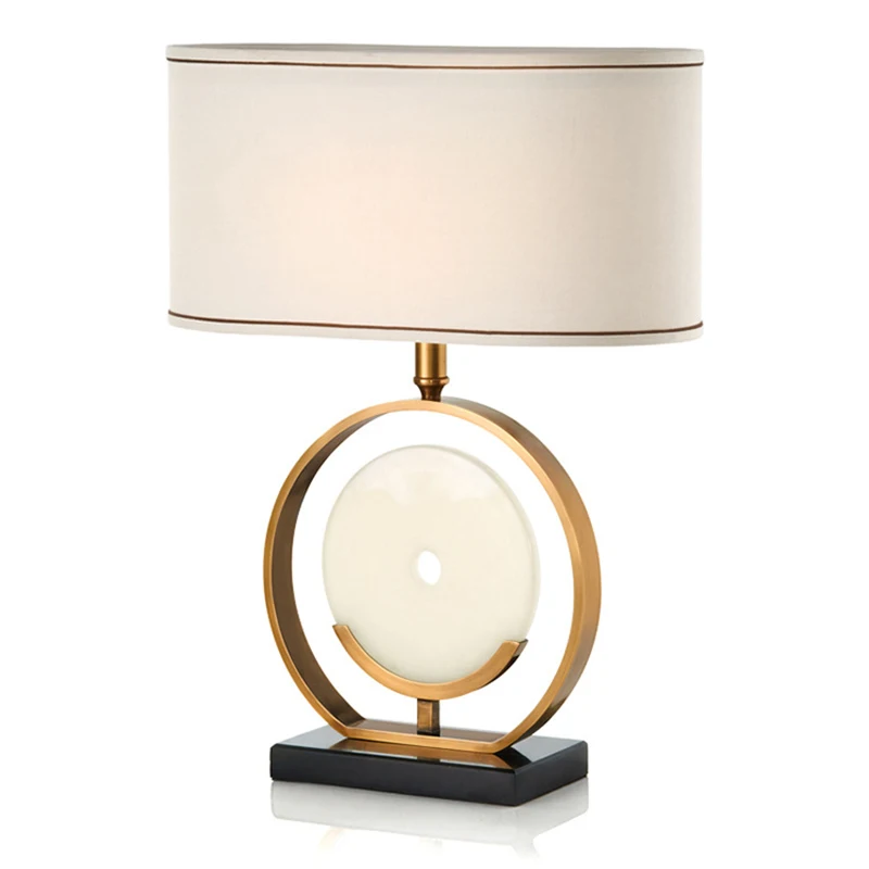 

European style study LED table lamps American marble creative living room bedroom bedside cloth art E27 light reading lamp