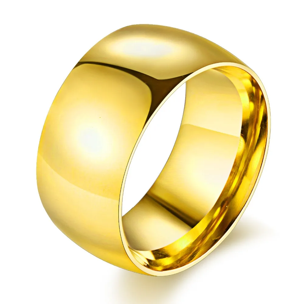 

Mens stainless steel ring wedding engagement jewelry 11.5mm wide gold color big party rings men jewellery accessories cheap