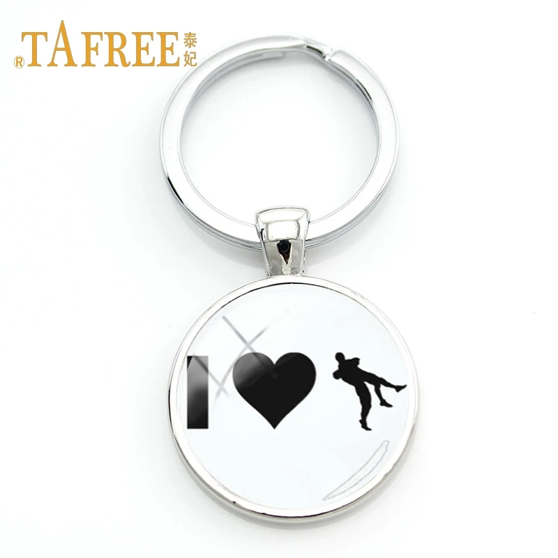 

TAFREE Fashion I Love Wrestling keychain student Gift Vintage Style Glass round pendant key chain ring holder jewelry WR19