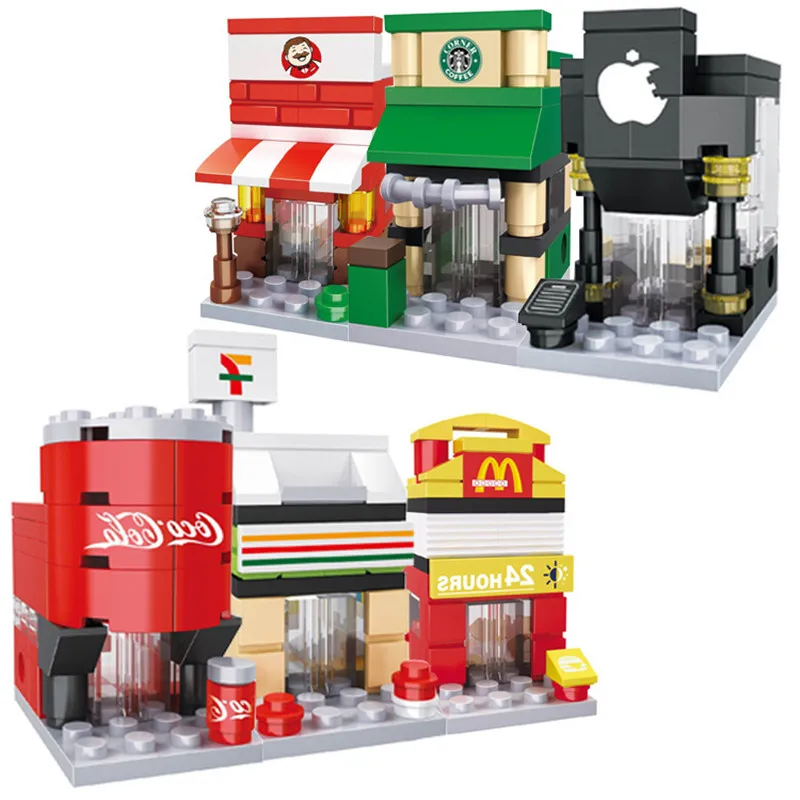 Building Blocks Mini Street City 3D Retail Store Model Shop McDonald Cafe Apple Architecture Classic Toy Compatible Legoedly Building Blocks Mini Street City 3D Retail Store Model Shop McDonald Cafe Apple Architecture Classic Toy Compatible Legoedly