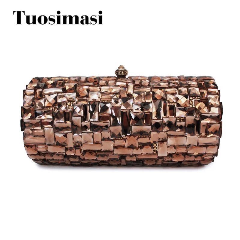 

Brown clutch diamond women handbag wedding party purse clutch bag(B1032-HG)