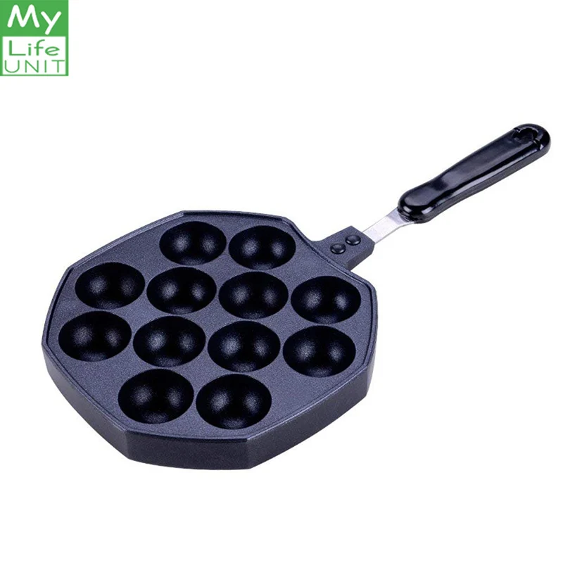 

MYLIFEUNIT 12 Cavities Aluminum Nonstick Takoyaki Pan Takoyaki Maker Octopus Small Balls Baking Forms Mold Pan Home Cooking Tool