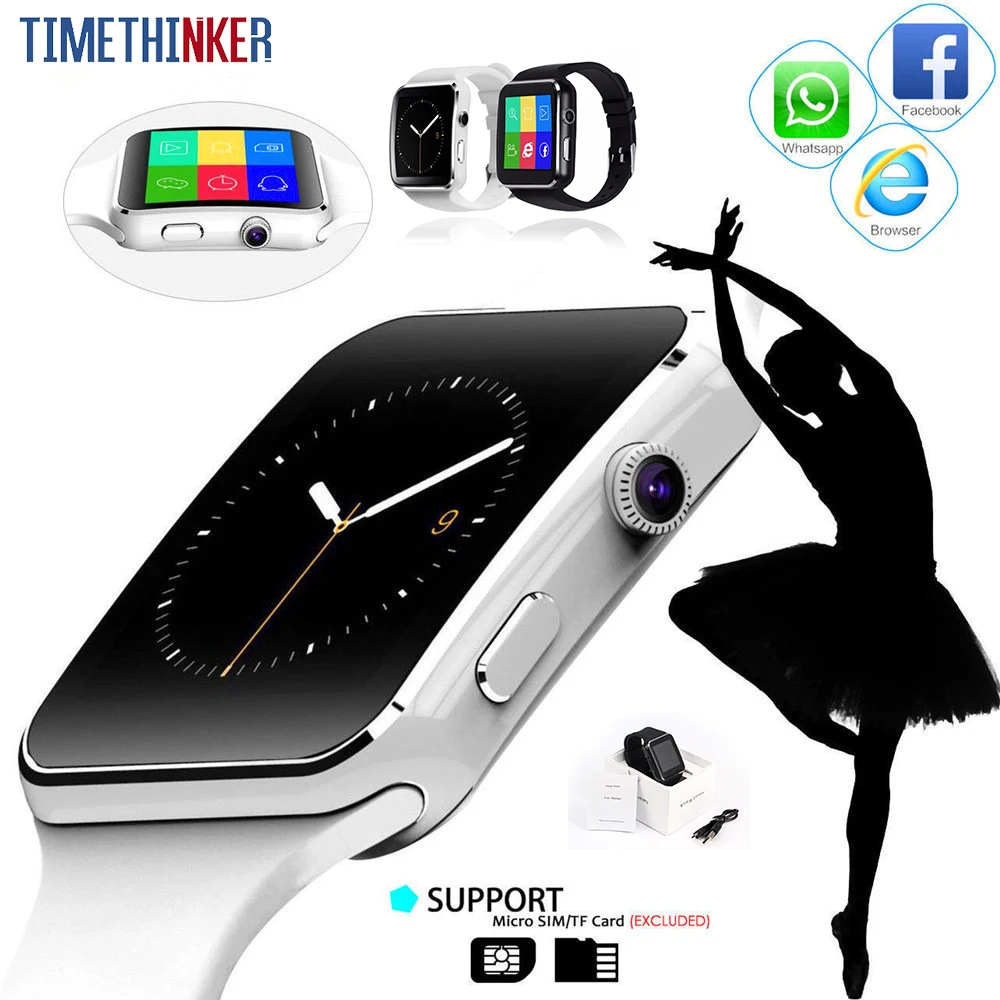 Смарт часы Timethinker X6 мужские и женские умные с Bluetooth Sim картой наручные для
