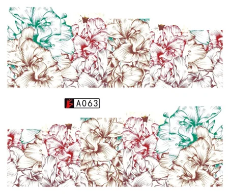 48 шт переводные наклейки для ногтей с горячей водой, цветные наклейки для ногтей с цветком, A049-096SET для красоты