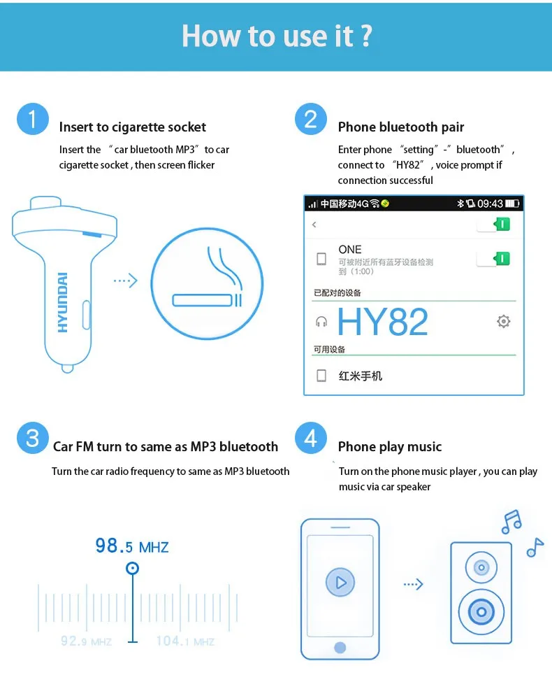 Bluetooth 4,0 автомобильный набор, свободные руки, FM передатчик, свободные руки, автомобиль MP3 аудио плеер Напряжение обнаружения Шум отмены двойной зарядное устройство usb