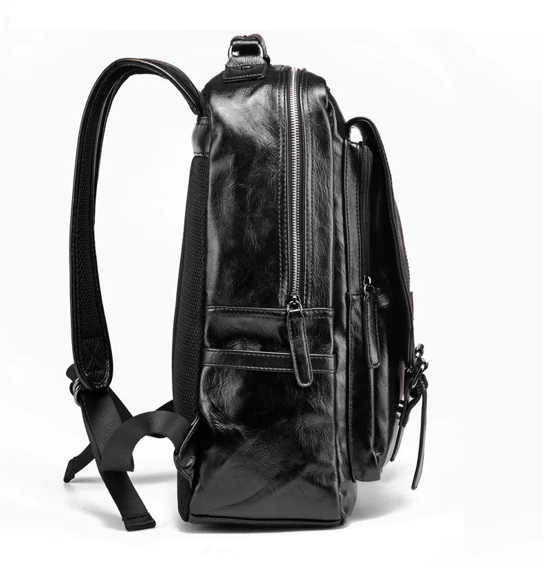 Роскошный брендовый кожаный мужской рюкзак, школьная сумка с защитой от кражи, черная Дорожная сумка из искусственной кожи, повседневный мужской рюкзак, рюкзак для ноутбука 14 дюймов