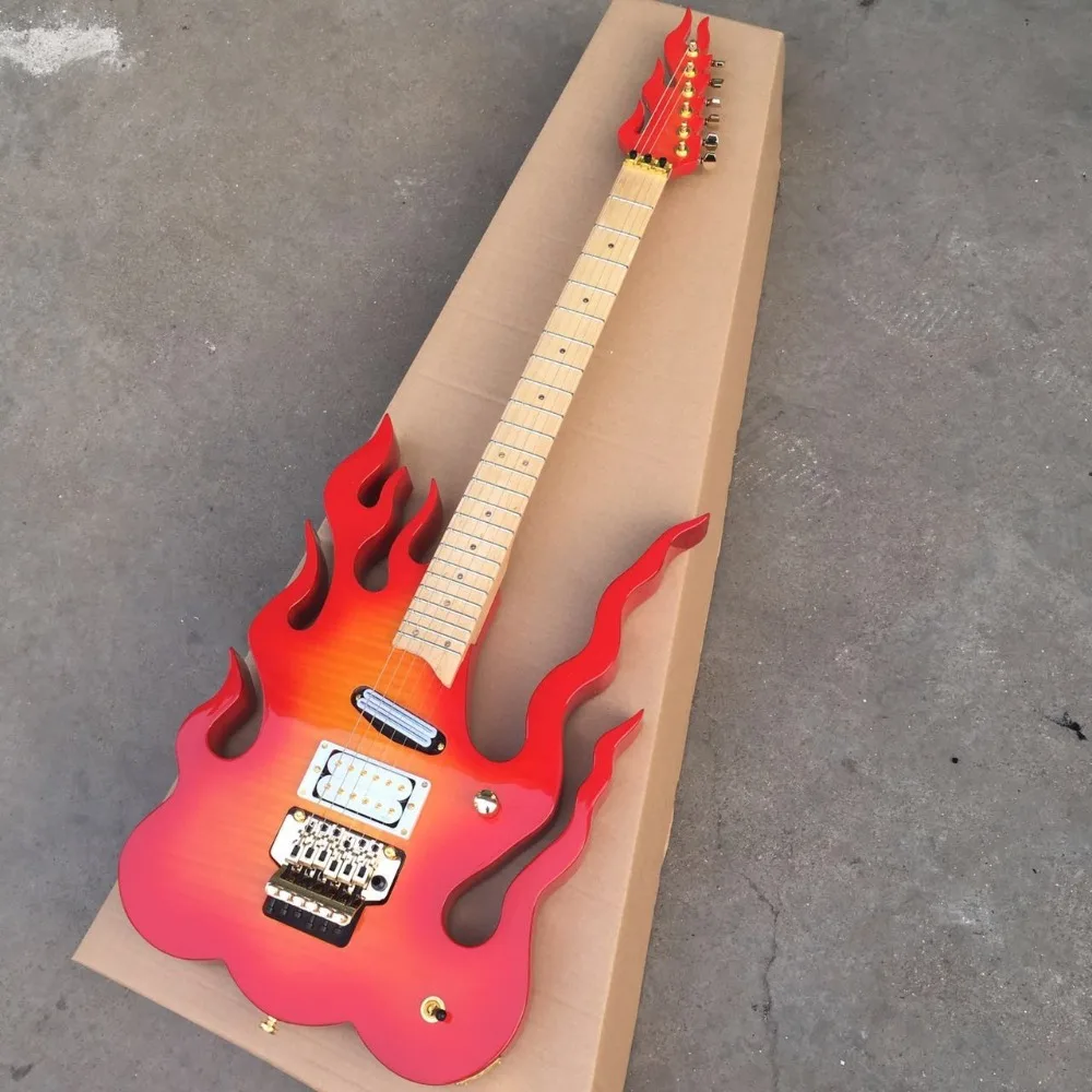 2019 New + Factory + High Quality Fire Electric Guitar 3 colors LED