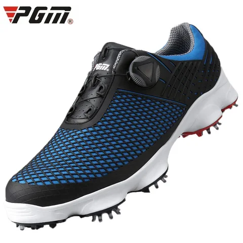 Sapatos de Golfe Pgm à Prova Dwaterproof Água Homem Respirável Untii-deslizamento Spikes Sapatos Esportivos Botões Fivela Cadarço Golfe – Tênis D0575
