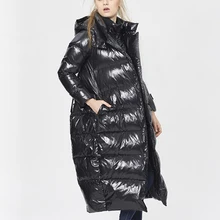 Размера плюс 5XL европейский бренд пуховое пальто, зимний пуховик с капюшоном, Для женщин модная теплая плотная куртка Женский Пальто ZS371
