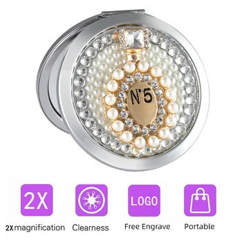 

Free engraving,Foldable 2X Magnifying compact mirror makeup,Mini Pocket Cosmetic makeup mirror,Perfume Bottle,Party Favors Gifts