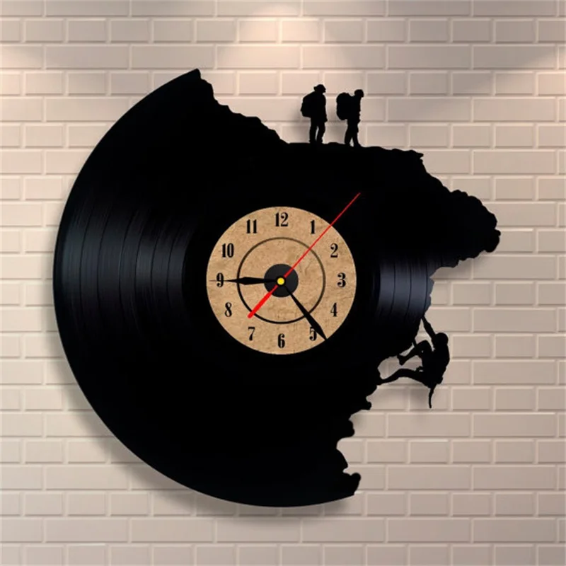 

Large Decorative Wall Clocks Vinyl Record Clock Climbing 3D Art Watch Antique Grote Wandklok Industrial Decor Deco Salon Z053