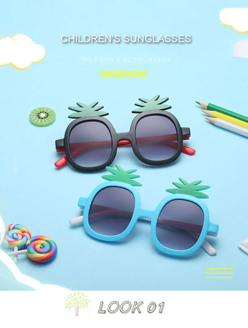 Ананасовые очки, детские солнцезащитные очки, милые детские солнцезащитные очки, UV 400, поляризационные, безопасный подарок, Прямая поставка
